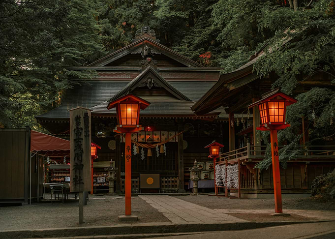 Traditional Japanese Shrine at Twilight