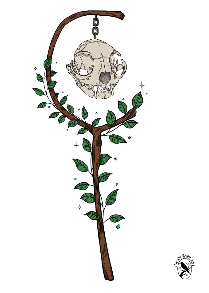 Staff - Leafy Skull