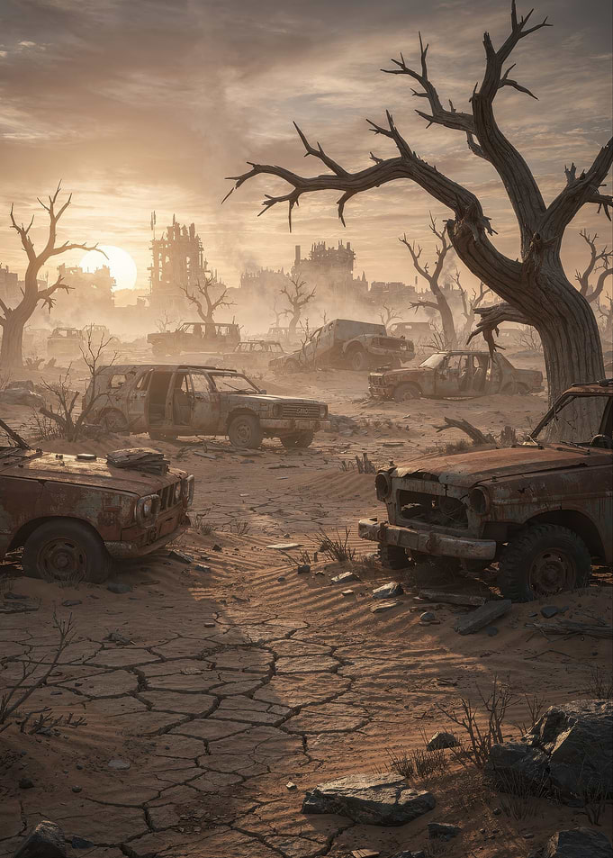 Post-Apocalyptic Desert Wasteland Scene