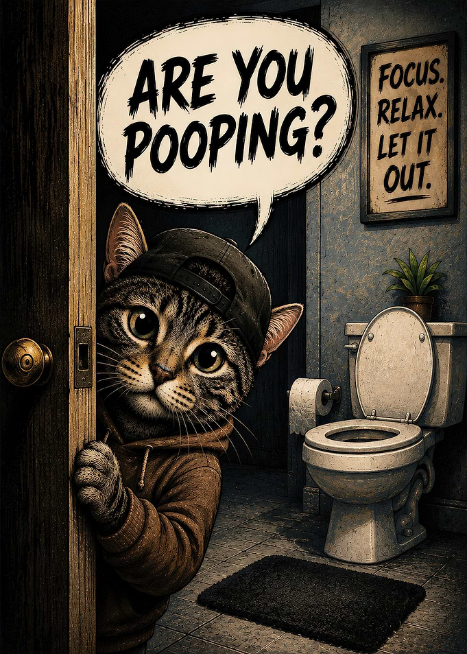 Funny Cat Peeking into Bathroom