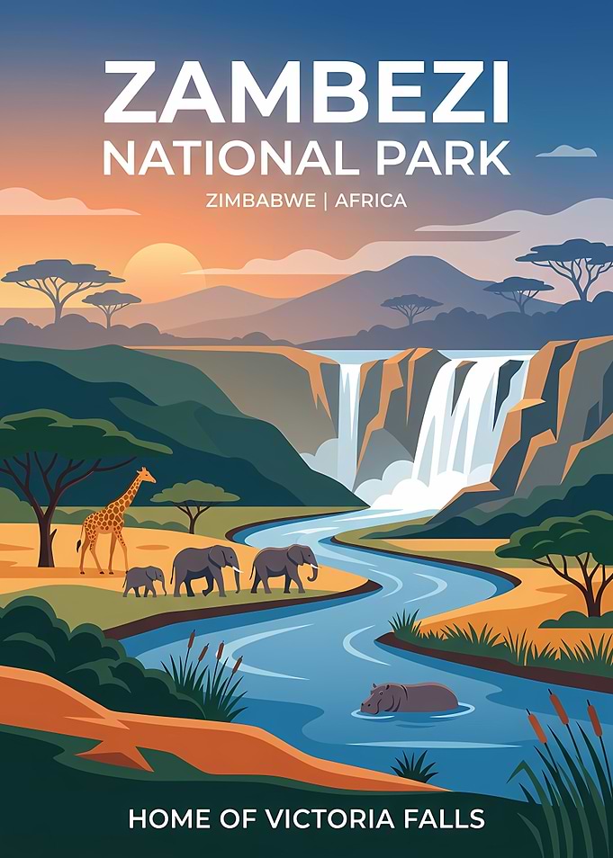 Zambezi National Park Travel Poster