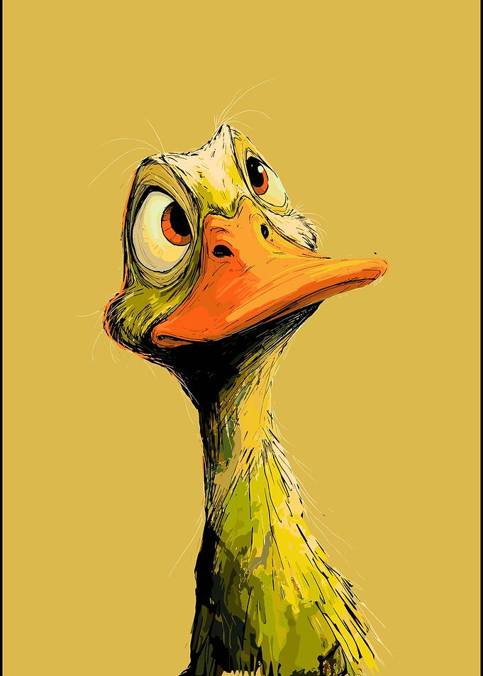 Whimsical Cartoon Duck Portrait