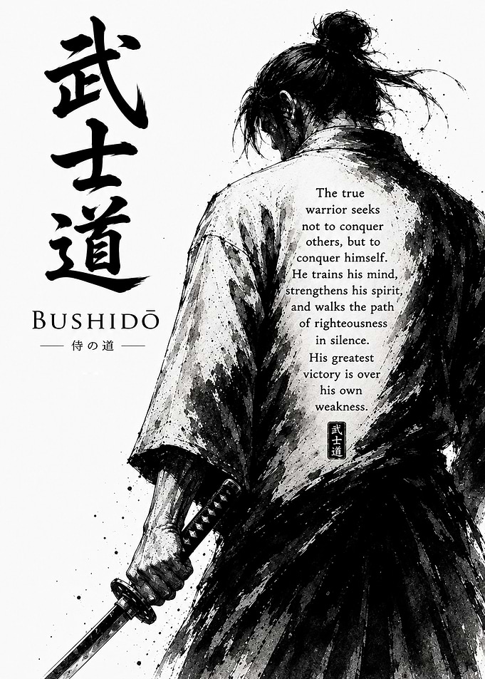 Bushido Samurai Ink Wash Poster