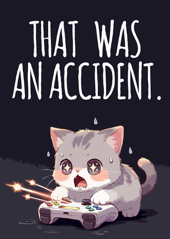 Cute Cat Gaming Accident Illustration