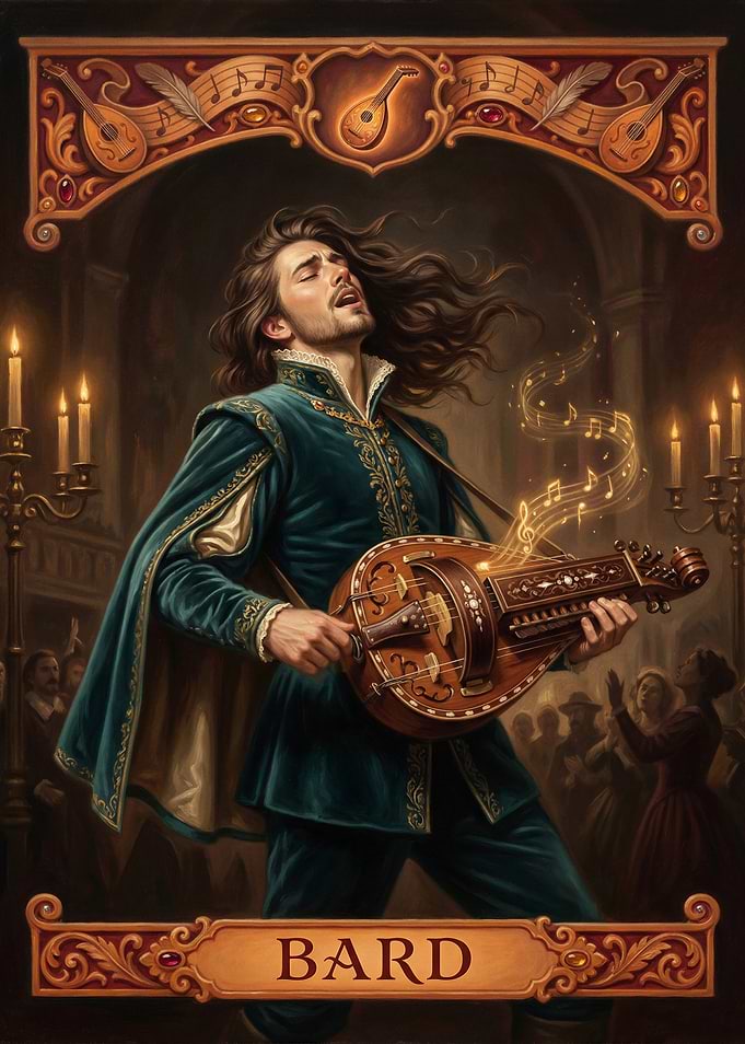 Fantasy Bard Playing Hurdy-Gurdy
