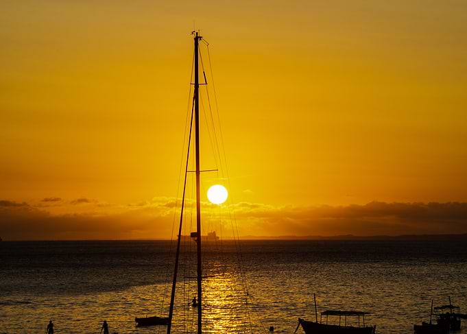 Golden Sunset Over Tropical Harbor