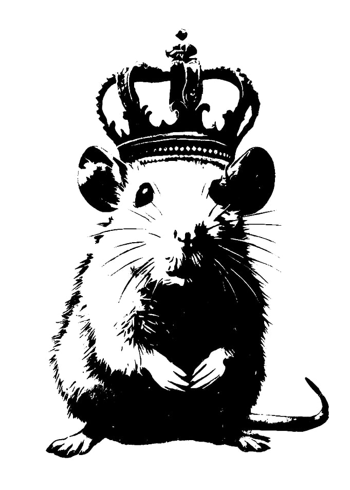 Banksy Style Crowned Rat Stencil