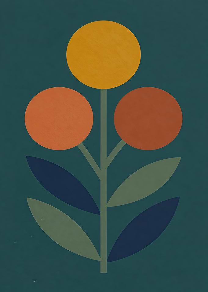 Minimalist Mid-Century Modern Floral Illustration