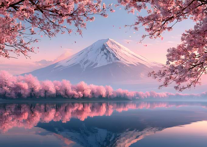 Mount Fuji and Cherry Blossoms