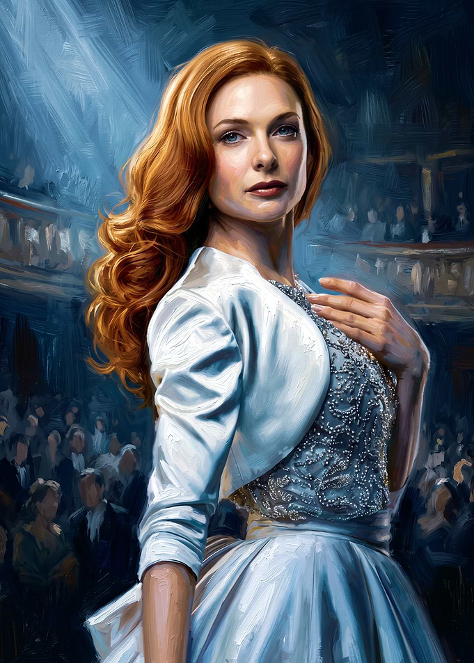 Elegant Redhead in Evening Gown