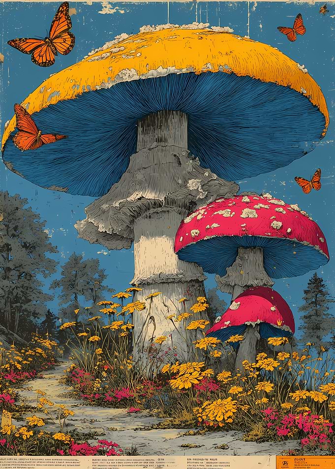 Whimsical Giant Mushroom Forest Poster