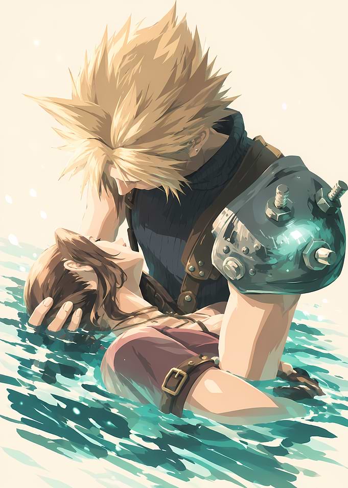 Cloud and Aerith in Water