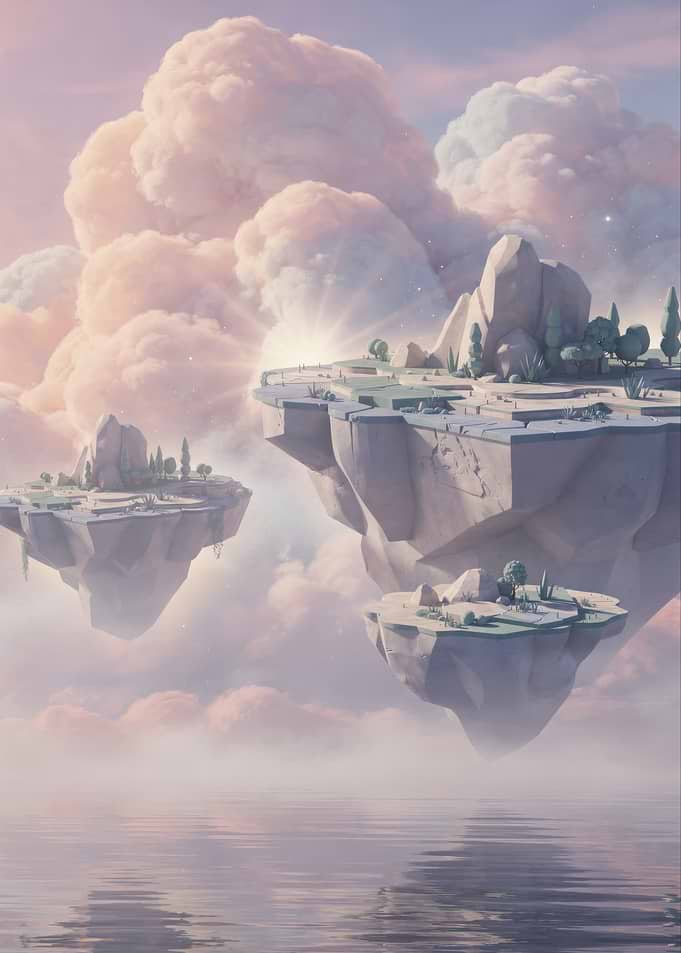 Floating Islands in Dreamy Sky