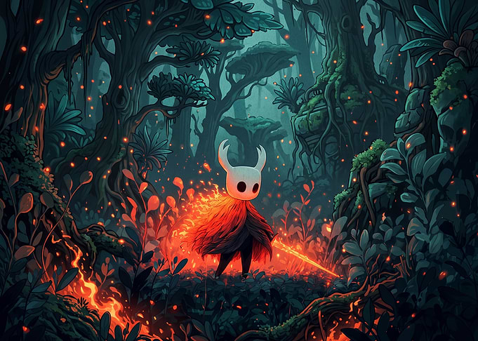Hollow Knight in Fiery Forest