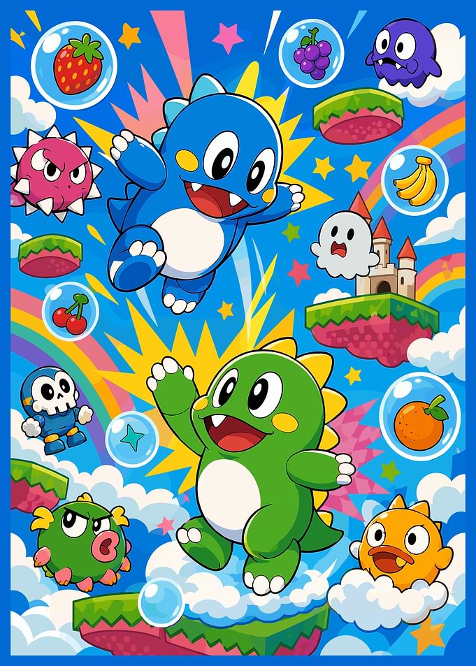 Bubble Bobble Retro Gaming Art