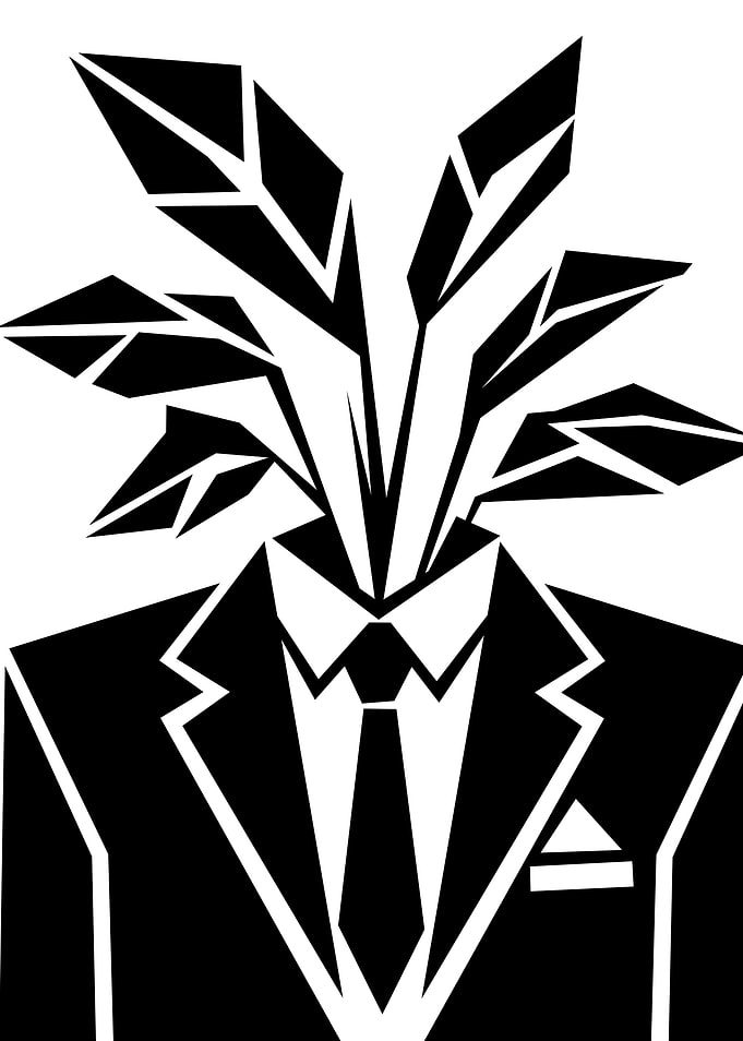 Abstract Businessman with Plant Head