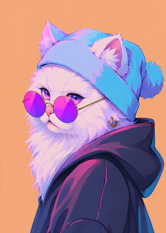 Stylish Fluffy Cat in Streetwear