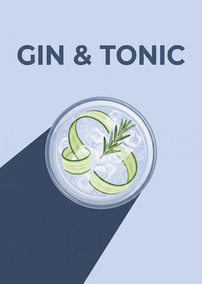 Minimalist Gin and Tonic Illustration