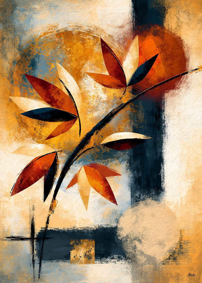 Japanese Organic Modernism No. 01 – Momiji Branch Abstract Wall Art