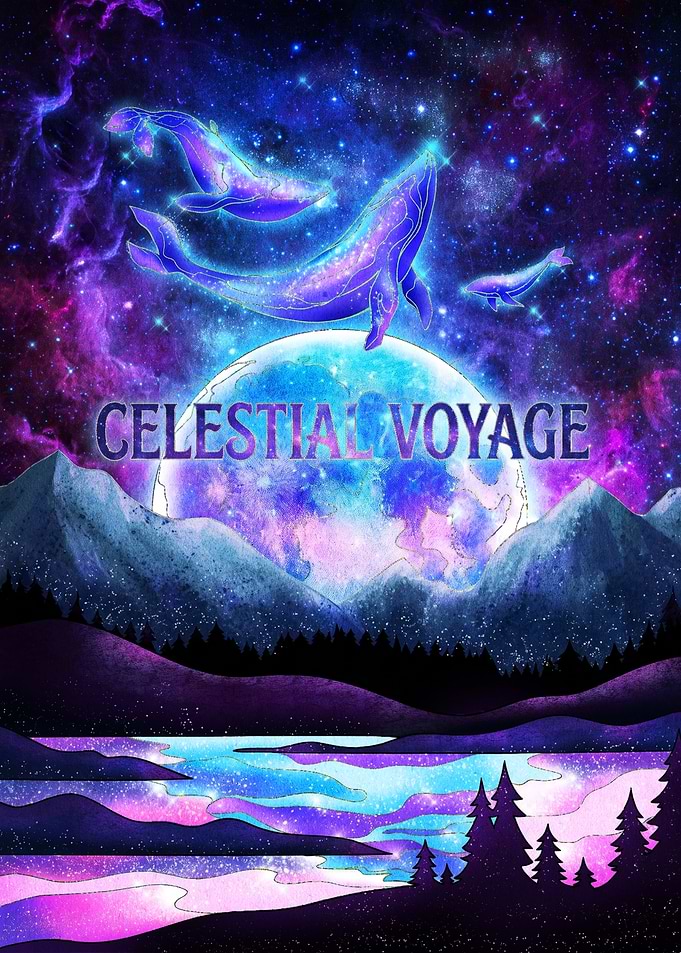 Celestial Voyage Whales in Space