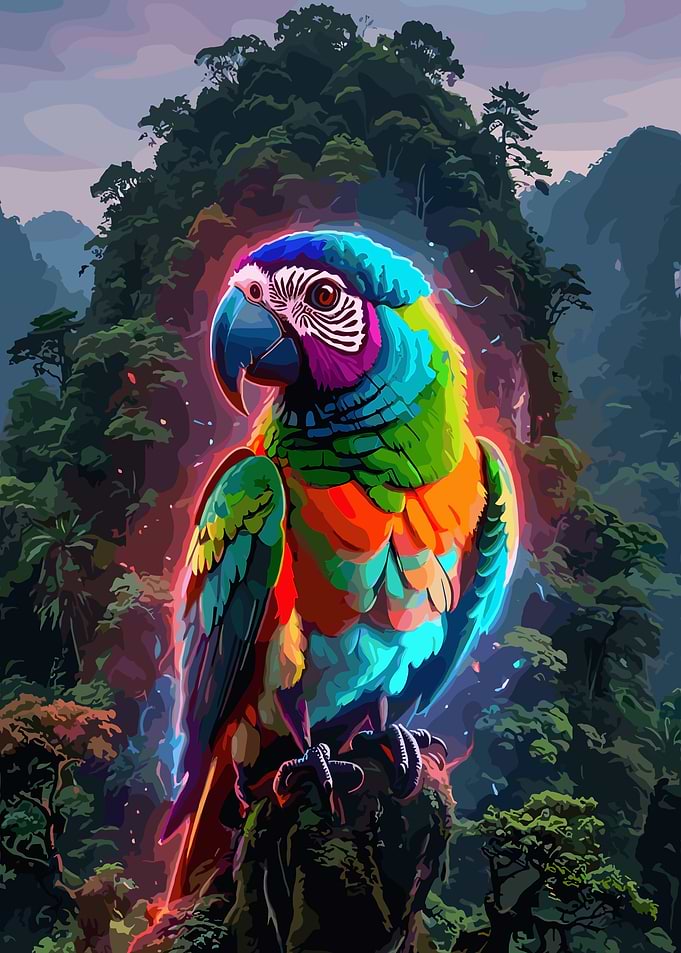 Vibrant Neon Macaw in Jungle