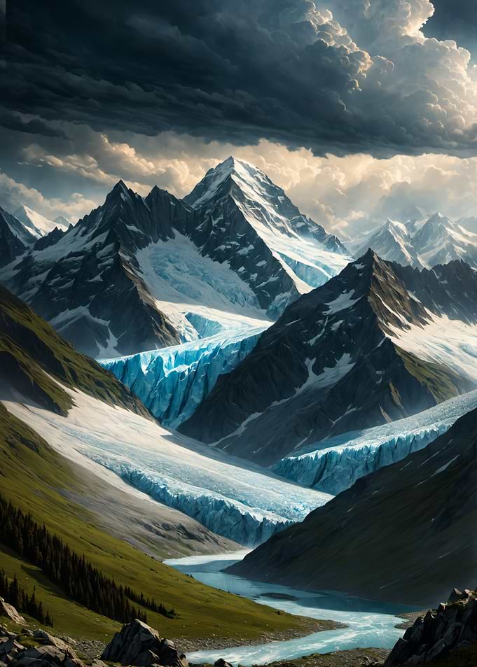 Majestic Glacial Mountain Valley Landscape