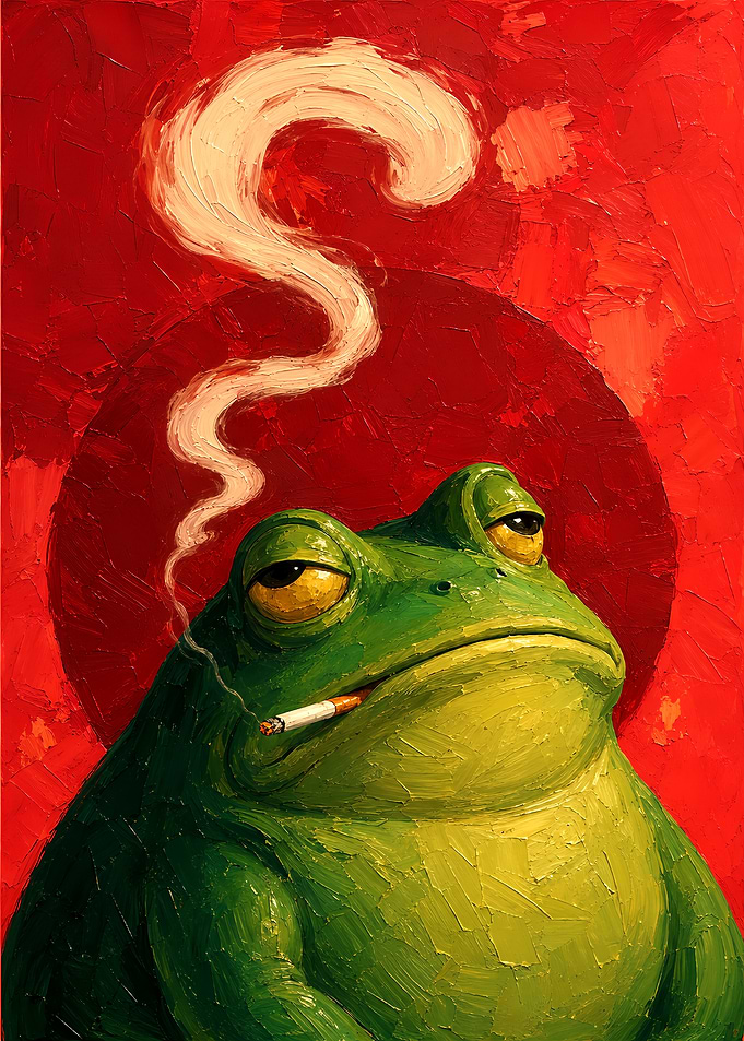 Smoking Frog Oil Painting