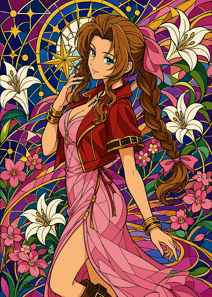 Aerith Gainsborough Stained Glass Art