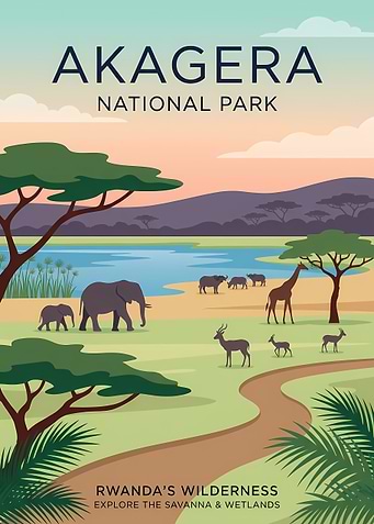 Akagera National Park Travel Poster