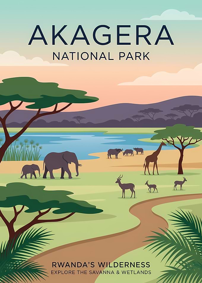 Akagera National Park Travel Poster