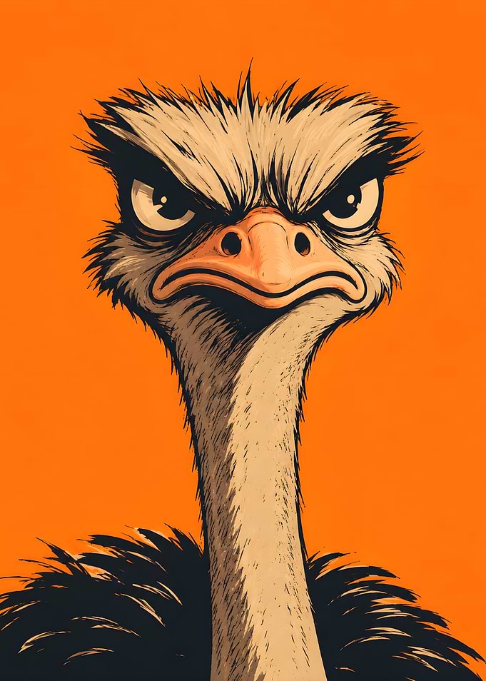 Angry Ostrich Portrait