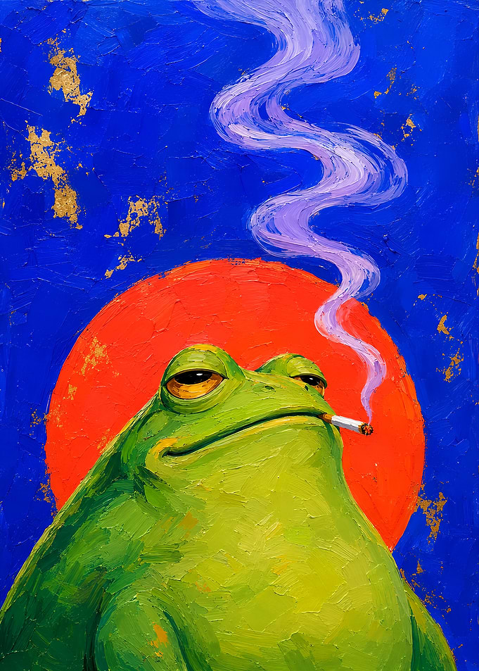 Smoking Frog Oil Painting
