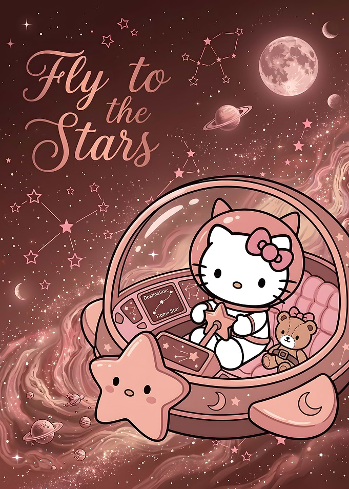 Hello Kitty Space Adventure Poster