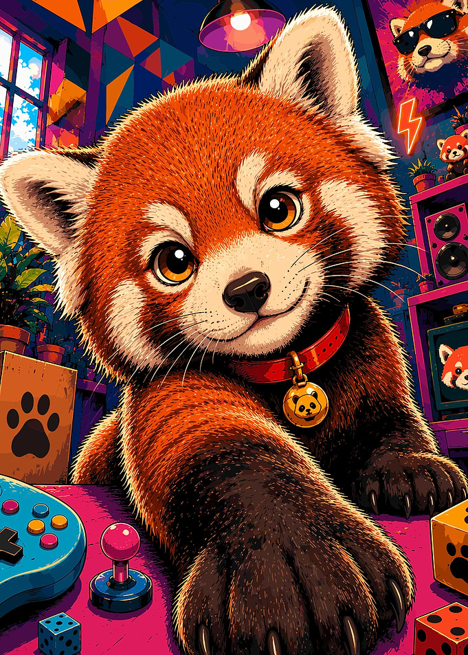 Cute Red Panda Gamer Room