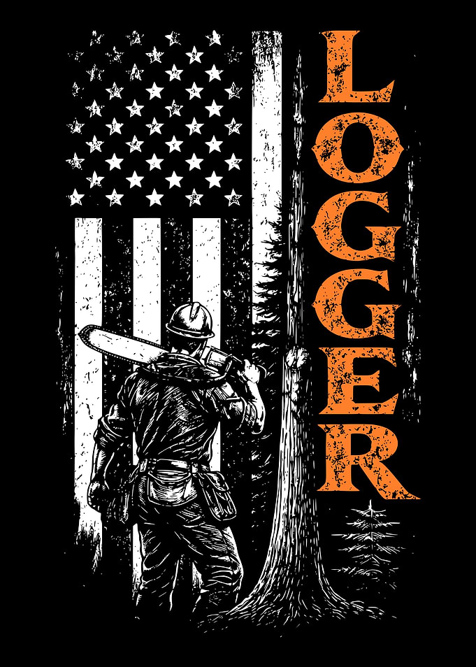 American Flag Logger Graphic Design