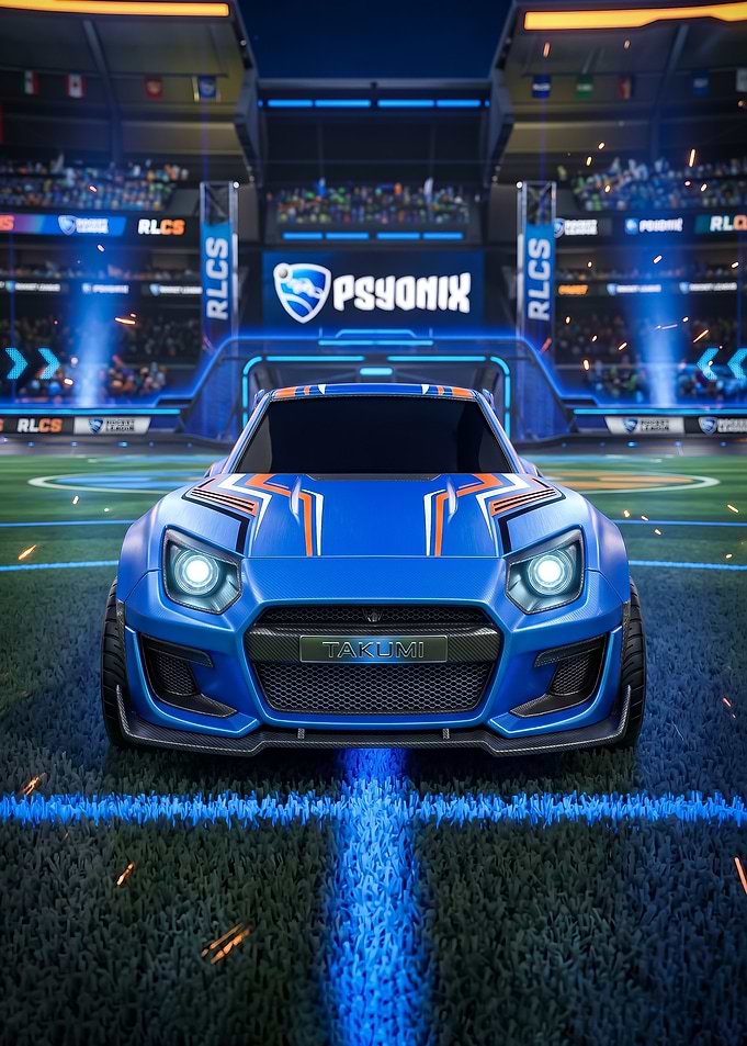 Takumi Car in Rocket League Arena poster