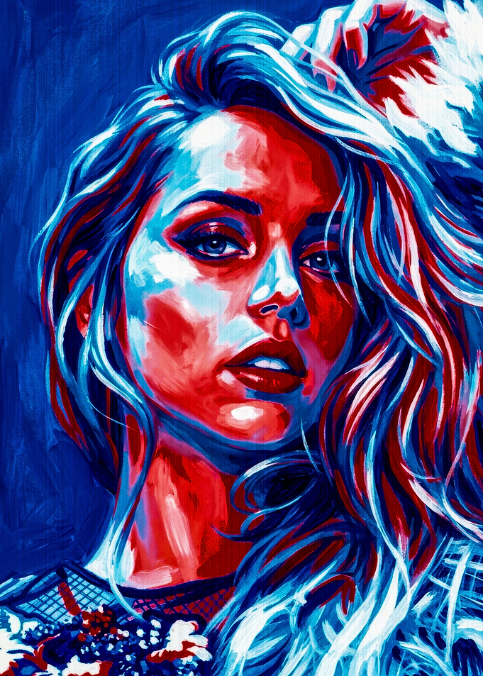Vibrant Pop Art Portrait of Woman