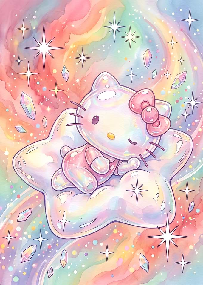 Hello Kitty Sleeping on Star