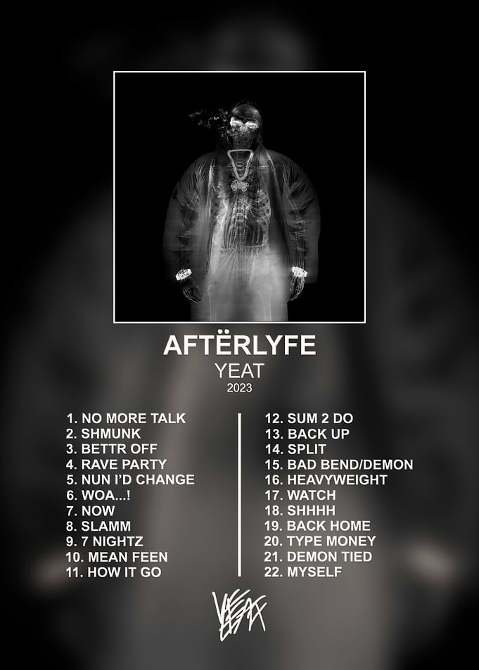 Yeat Afterlyfe Album Tracklist Poster