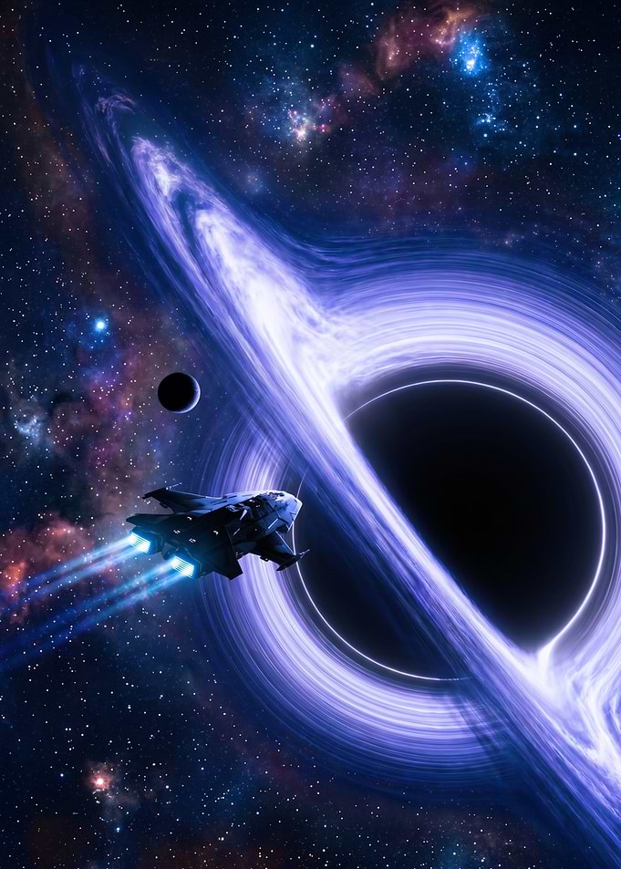 Spaceship Approaching a Massive Black Hole