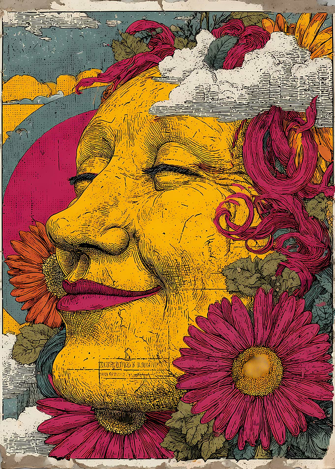 Surreal Floral Face Illustration