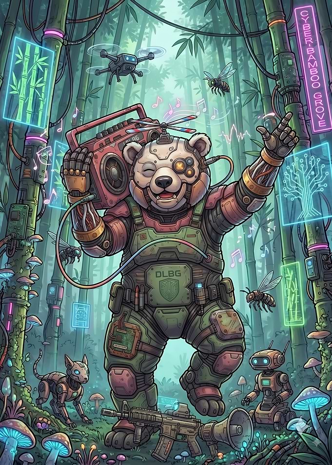 DLBG Cyberpunk #9 - Cybernetic Panda in Bamboo Grove