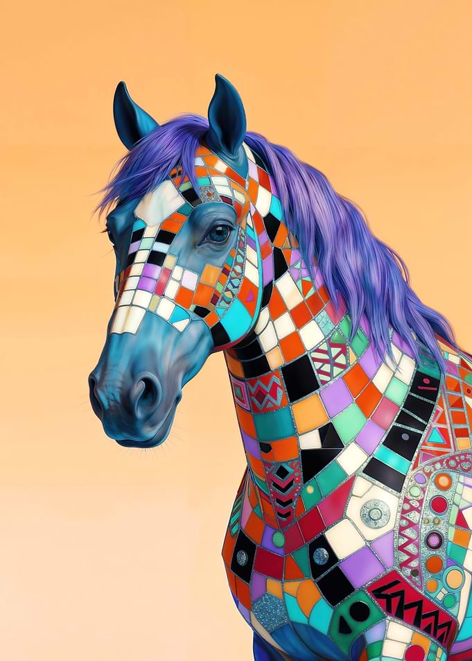 Mosaic Patterned Horse Portrait