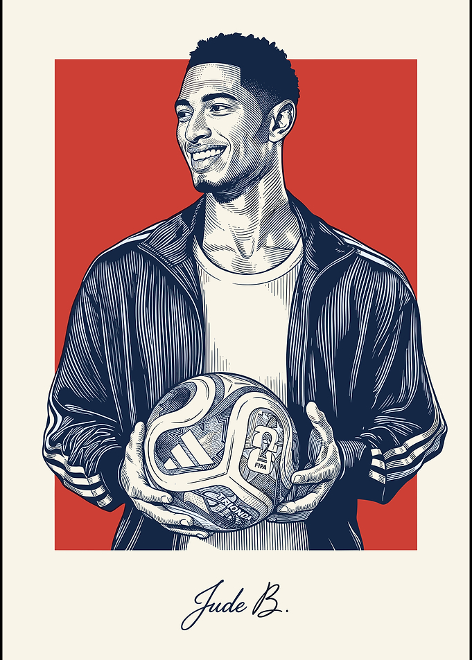 Jude Bellingham Soccer Portrait Illustration