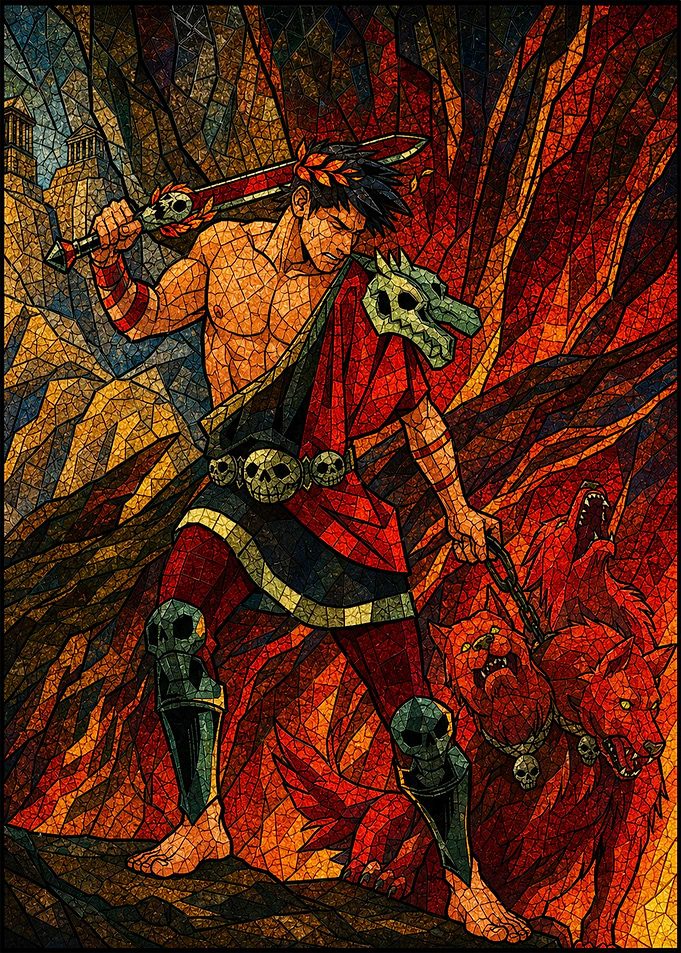 Hades Stained Glass Style Art