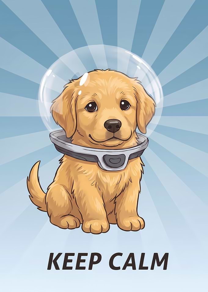 Cute Astronaut Golden Retriever Puppy