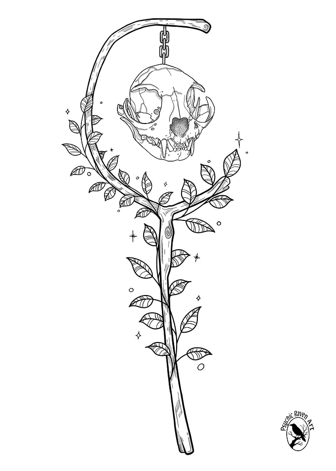 Staff - Leafy Skull