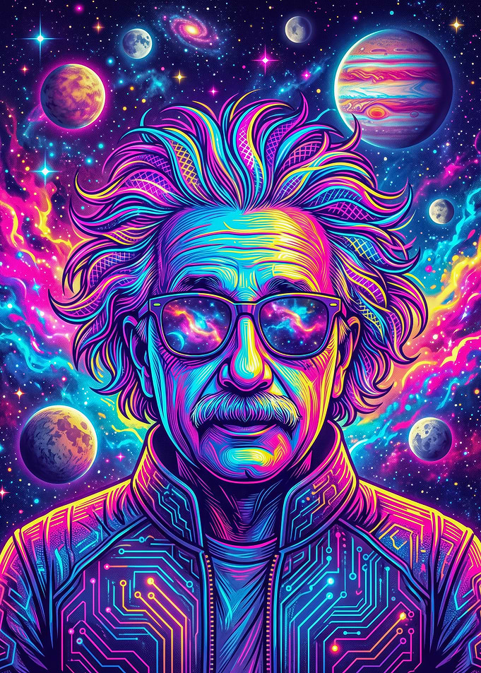 Psychedelic Albert Einstein Space Portrait