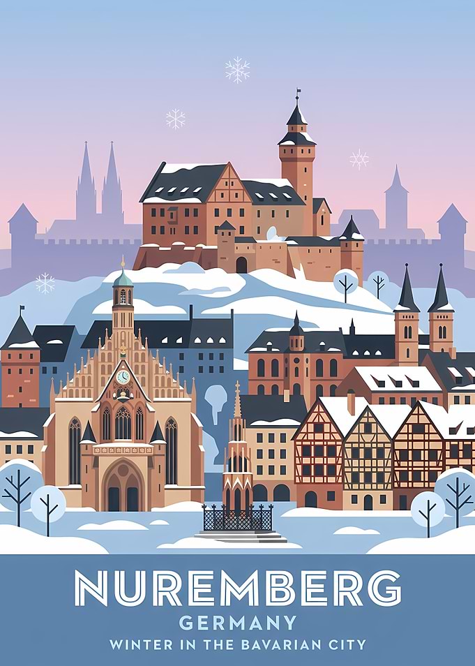 Nuremberg Germany Winter Travel Poster