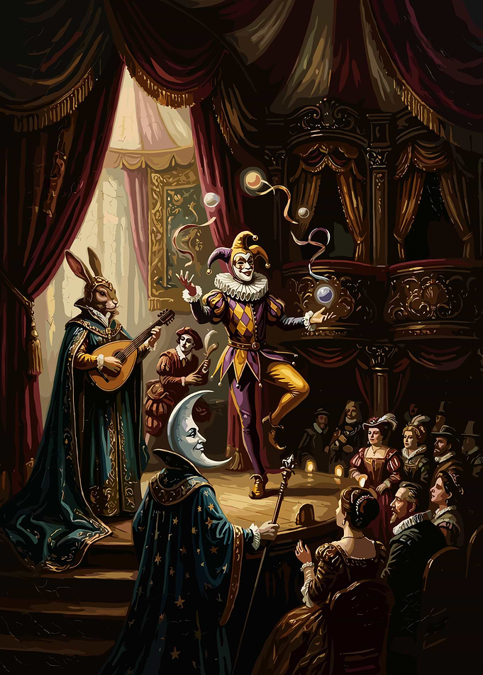 Fantasy Circus Performance with Magical Characters